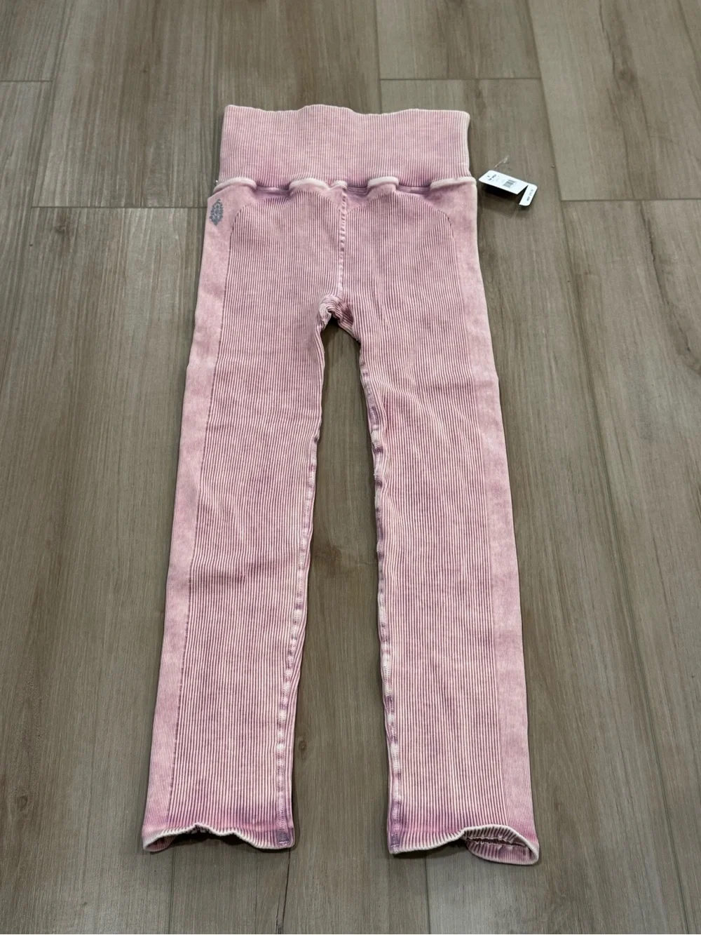 NWT FP Movement Happiness Runs Ribbed Leggings Pink M/L Mineral Wash